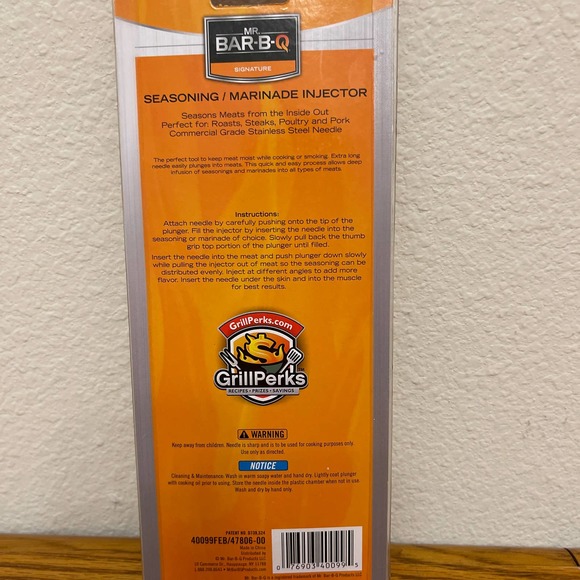Grill Perks Mr. Bar-B-Q seasoning Marinade Injector NWT - Picture 2 of 3